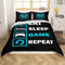 Loussiesd Gaming Bedding Set for Boys Kids Children Girls Teens Gamer Comforter Coverative Eat Sleep Game Repeat Design Duvet Cover Game Bedding & Linen Black King 3Pcs Reversible Bedclothes