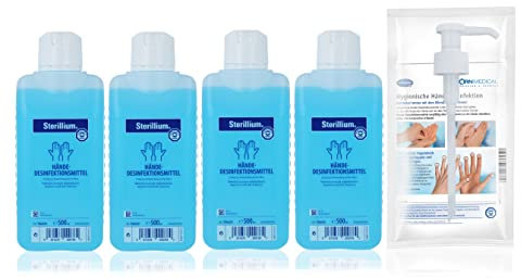 Sterillium Handdesinfektionsmittel SETs inkl. Dosierpumpe beseitigt Bakterien zu 99,9% (4x 500ml)