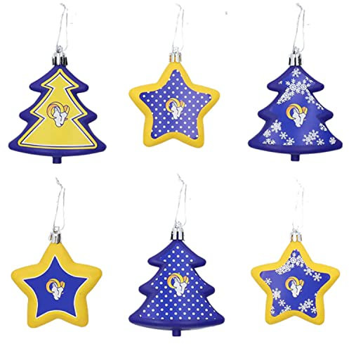 NFL Los Angeles Rams Baumbehang 6-teiliges Ornament Set Tree and Star Weihnachtsbaum Kugeln