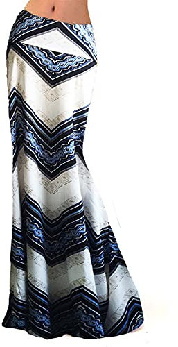 TIMEMEAN Femmes Stretchy Imprimé Midi Genou Longueur Jupe Taille élastique Crayon Moulante Longue Maxi Jupes