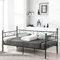FetiNes Tagesbett Bettgestell 90x190 cm Bett, Metal Wasserdicht Familienbett Gästebett Metallbett Jugendbett Einzelbett Sofabett für Schlafzimmer Wohnzimmer passend, Schwarz