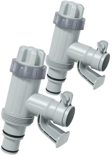 Deeroll Pool-Kolbenventil Plus für oberirdischen Pool – 2-in-1 Kolbenventil, Ersatzteile, Poolzubehör, 1/4 Zoll Poolrohrhalter mit Kolbenventil (2 Stück)