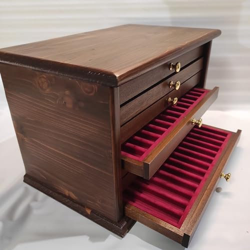 Schrank Aufbewahrungsbox für Schreibtisch Stifthalter Füllhalter (roter Samt auf dem Foto)