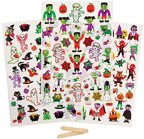 Baker Ross FX208 Halloween Rub On Transfer Stickers - Pack of 120, Stickers, Kids Waterproof Crafts Stickers, Ceramic Wood and Paper Stickers
