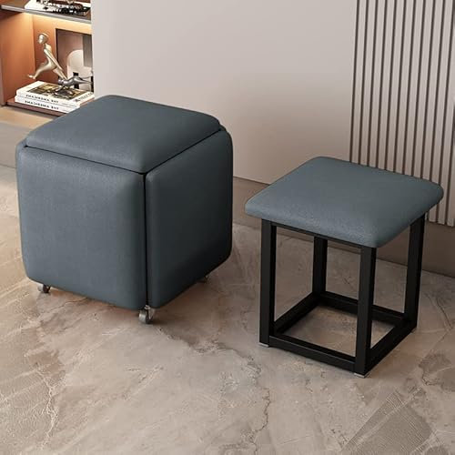 YXZN 5 in 1 Nesting Hocker Fußstütze Hocker Würfel Fußstütze Sitz stapelbarer Hocker Fußhocker mit Rädern für Schlafzimmer Wohnheim Wohnzimmer