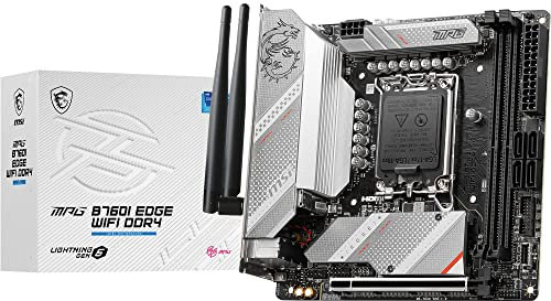 MSI MPG B760I EDGE WIFI DDR4 Motherboard, Mini-ITX - Supports Intel 12th & 13th Gen Core Processors, LGA 1700 - 8 Direct 90A VRM, DDR4 Memory Boost 5333+MHz/OC, PCIe 5.0 x16, 2 x M.2 Gen4, Wi-Fi 6E
