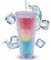Nadia's Little Treasures Kunststoffbecher mit Schmucksteinen, doppelwandig, für Eiskaffee, Wasser, Slush oder Smoothies, Ihr Heimkino-Tasse (Regenbogen)