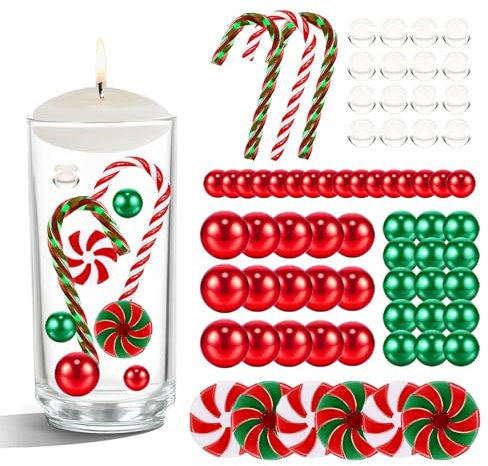 Viilich 6054 Stück Weihnachtsvasenfüller, Floating Pearls Wassergelperlen - schwimmendes Perlen-Set, schwimmende Süßigkeiten-Weihnachtsdekoration(Rotes und grün)