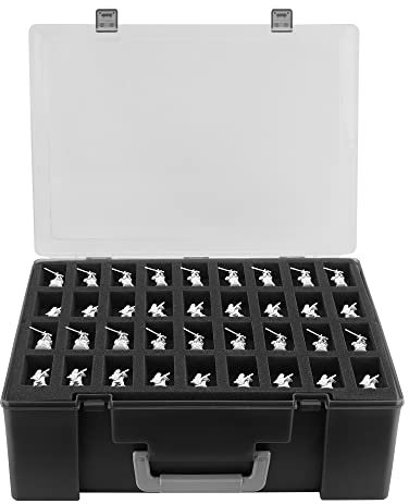Risou Miniature Storage Sturdy Carrying Figure Case -108 Slot Figurine Minature Carrying Case Compatible with 40k, D&D and More(Black)