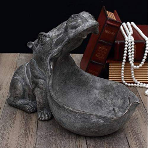 BIOSA Nilpferd Statue Tischdekoration, Einfach und Stilvoll Harz Hippo Statue, Mehrzweck Nilpferd Statue Aufbewahrungsbox for Kleinteile, Behälter, Schlüsselbonbons,Home Office Dekoration
