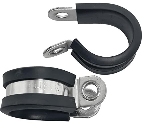 Lumonic 10x 18mm Rohrschellen mit Gummieinlage Edelstahl V2A I Kabelschellen zum Schrauben I Schlauchschelle 18mm, Rohrschellen, Befestigungsschelle 1