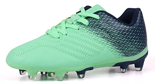 JABASIC Fussballschuhe Kinder Jungen Mädchen Sportliche Outdoor Stollenschuhe Kinder (35EU,Grün/Marine)