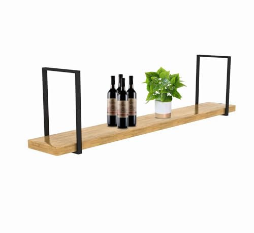 Deckenregal Hängend, Industrie Schwebendes küchen hängeregal, Praktische Ablage für Besteck Pflanzendekoration Weinflaschen- und Glasablagen, Metall Weinregal, für Restaurant Bar Cafe (140×30×50cm)