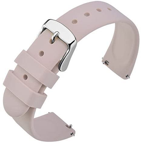 ANNEFIT Silikon Uhrenarmband, Sport Armband 18mm für Damen Herren mit Silberne Schnalle, Schnellverschluss Ersatzband (Hellrosa)