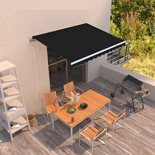 FIRBNUSToldo Retráctil Automático 300x250 cm Extensible Motorizado Gris Antracita Techo Pared Exterior Enrollable