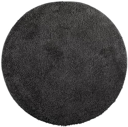 Brandsseller Badezimmerteppich Ø 60 cm Badvorleger Badematte Badteppich rund Chenille rutschfest saugstark maschinenwaschbar - Schwarz