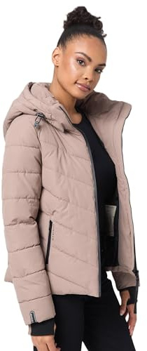 MARIKOO Winterjacke Damen (XS-3XL) - Wasserabweisend, Warm, Kapuze abnehmbar, Winddicht - Steppjacke, Frauen - Stehkragen, 4 Taschen, verlängerter Zipper
