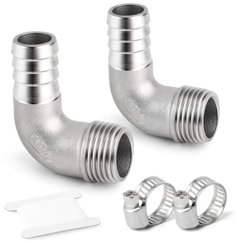ERGAOBOY 2 pz 8mm OD Barb a 3/8 Maschio BSP in Acciaio Inox Gomito portagomma connettori con Fascette stringitubo