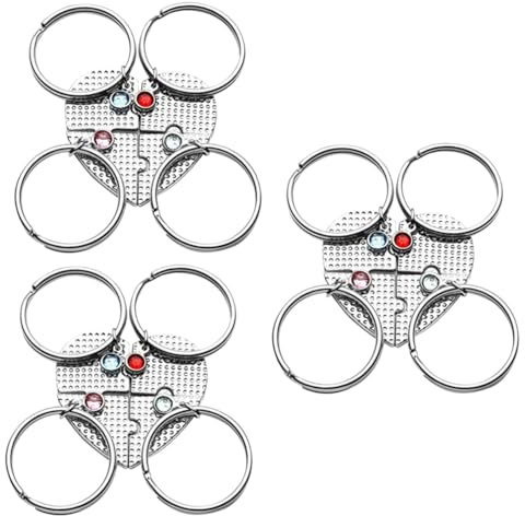 WRITWAA 3sets Heart Puzzle Keyring Jigsaw Keychains Keyring for Friend Heart Bag Pendants Charms