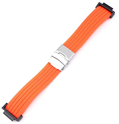 PLACKE 16 mm Riemen GA-2100 GA-110 GD-100 DW-5600 6900 GW-M5610 Silikon-Uhren-Band-Handgelenk-Armband-Accessoires Adapter for Casio fit for G-Shock (Color : Orange)