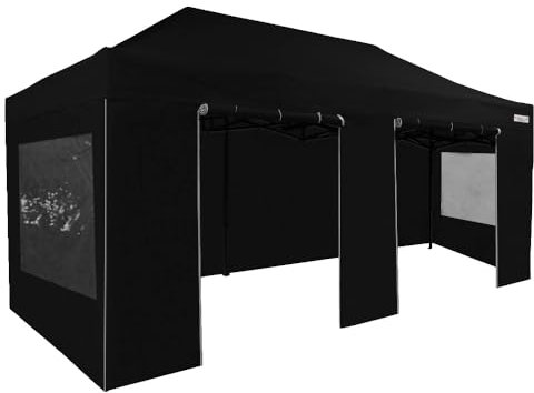 FRANCE BARNUMS -Tente Pliante 3x6m | Tonnelle 18m²| Abri de Travail | Evènement Festif | Acier 30mm | Parois Amovibles avec Fenêtres