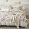 Freyamy Housse de Couette Fleurie 240x260+2 Taie d'oreiller 65x65 Gris Clair Coloré Feuilles Floral Parure de lit 2 Personnes Adulte Fleurs Sets de Housse Couette en Microfibre avec Fermeture Éclair