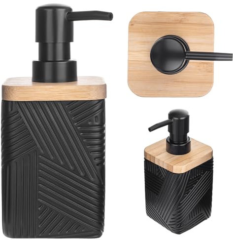 KADAX Distributeur de savon liquide vaisselle, rechargeable, moderne, avec pompe, carré, noir