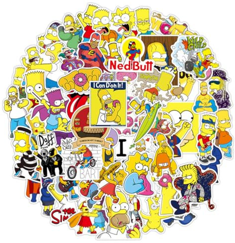 100 Stück Simpson Aufkleber für Laptops, Coole klassische Cartoon-Aufkleber für Teenager, Kinder, Jungen, Computer, Skateboards, Handys, Sammelalben