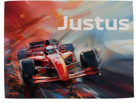 Striefchen® Platzdeckchen für Jungen mit verschiedenen Motiven und Wunschname (Rennwagen)