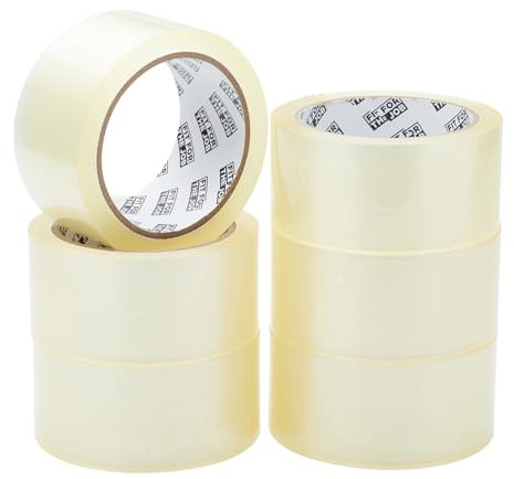 Fit For The Job Parcel Tape - Heavy-Duty Clear Tape for Packing Boxes, 48mm x 66m, 6 Rolls - Low Noise General Purpose Packing, Secure Sticky Seal, Perfect for Moving House
