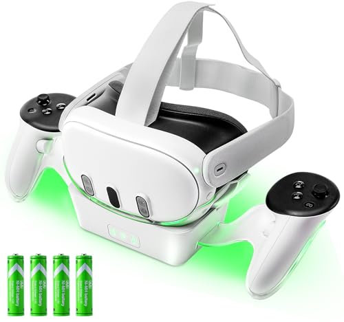 LYtech VR Charging Dock for Quest 3 Charging Stand for Oculus/Meta Quest 3 Magnetic Charging Station for VR Headset, 2 Battery for Touch Controllers, High Speed Charging Stand, Quest 3 Accessories