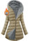 CMTOP Giacca Invernale Donna Foderati Cappotto Invernale in Pile Caldo Giacca Trapuntata Lungo Antivento Giubbotto con Cappuccio Casual Parka Cappotto Imbottito con Zip e Tasche(Cachi, XL)