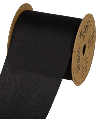 Halbach Geschenkband in Seiden-Optik, 70 cm x 10 m, schwarz | Veganes Schleifenband mit dezentem Seidenglanz, ideal für Brautsträuße, Hochzeiten oder Geschenke