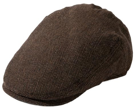 TOP-EX Schiebermütze Herren Wollmischung Flatcap für Große köpfe Newsboy Schirmmütze Baskenmütze Cap Vintage Caps Barrett Ivy Gatsby Tweed Beret Peaked Cap für Golf Driver Fischgrät_Braun XXL
