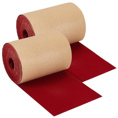 BENECREAT 2 Rollen 10cm x 7.3m selbstklebendes Samtgewebe, weiches DIY Samtgewebe zum Abziehen und Aufkleben für Kunst & Handwerk, Schmuckschachteldekoration, dunkelrot
