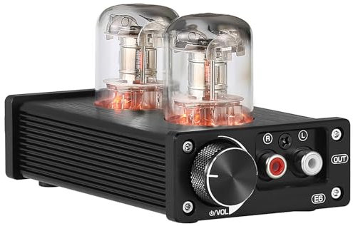 oiakus Mini Tube Headphone Amplifier, Valve Tube Amplifier, 2 Channel Audio Power Amp, with Treble Bass Control, for Passive Speakers/Subwoofer, with RCA AUX Jacks