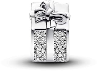 PANDORA Moments Funkelndes Geschenkbox Charm aus Sterling Silber mit Zirkonia, Kompatibel Moments Armbänder, 793603C01