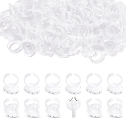 300 Stück Kleberinge für Wimpernverlängerung,Einweg-Kleber Halter Ringe für Wimpern, Wimpernverlängerungszubehör,Wimpern Blüte Halter,Wimpernkleberhalter für Wimpernverlängerung(weiß)