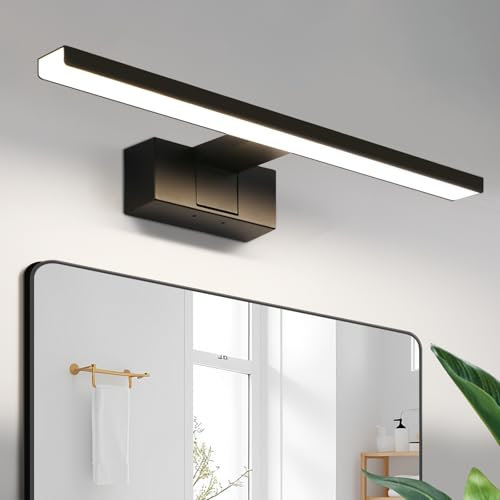 meoaow Spiegellampe Badezimmer LED Wandleuchte – 8W Spiegelleuchte für das Bad 40cm Schwarz Wasserdicht IP44 4000K Neutralweiße Beleuchtung Modern Wandlampe für Bad Flur Veranda Wohnzimmer