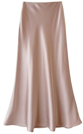 shownicer Jupe en Satin Femme Élégant Longue Jupe Femme Jupe Crayon Jupe Chic Mode Jupe de Loisirs Taille Haute A Rose XL