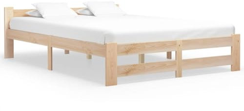 Higsose Bettgestell Zimmer 204x147x55cm Braun Massives Kiefernholz,Sperrholz Bedframe(No Mattress) Moderner Stil Futonbett Doppelbett Vielseitige Tagesbett Holz Schlafzimmerbett Jugendbett