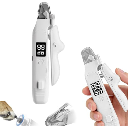 2 in 1 Dogs & Cats Nails Clippers & Grinders, with LED Light & Safety Guard | Low Noise, Safe, Grooming, Easy to Use, Rechargeable, Electric Pets Claws Trimmer for Dog Cat Guinea Pig Rabbit Puppy Kitten