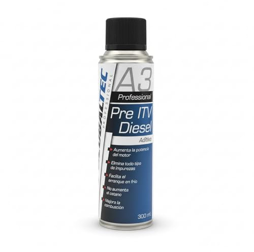 Globaltec Professional Aditivo Pre ITV Diésel 300 ml — Limpia Inyectores Diésel y Antihumos de Choque, Reduce Opacidad y Emisiones, Limpiador de Sistema de Combustible para Pasar la ITV