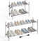 SUMGAR Étagère à Chaussures Métallique Blanche Petite pour Placard, Entrée, Garage, Extensible, 2 Niveaux, Réglable, Résistante aux Intempéries, Organisateur Gain de Place pour Chambre et Dortoir