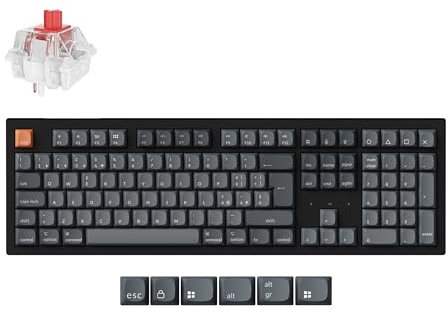 Keychron K10 Max Layout Italiano ISO, Tastiera Meccanica Wireless Full-Size, Bluetooth/2.4GHz/USB-C, Hot-Swappable, QMK/VIA, per Windows, macOS e Linux, Super Red Switch