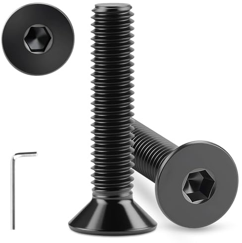 Sturiz 80 Stück M3 X 12mm Senkkopfschrauben Schwarz Edelstahl A2 V2A Senkkopf Innensechskant Schrauben DIN 7991 Senkschrauben Vollgewinde mit Innensechskantschlussel für Möbelreparatur Maschinen