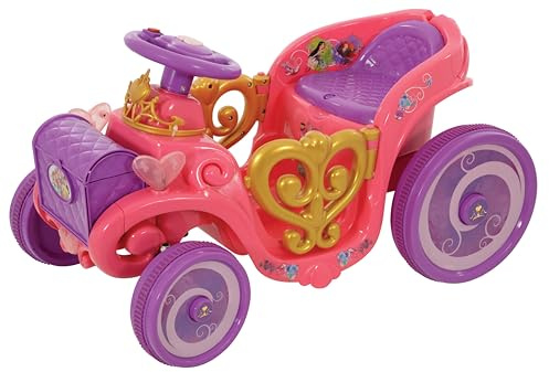 Disney Princess Kids Electric Carriage - Official Licensed Pink Kids Ride On Car - 6V Electric Ride On Toys - Forward Gear, Steering Wheel & Little Princess Decals, Safe Toddler Toy - Disney Toys