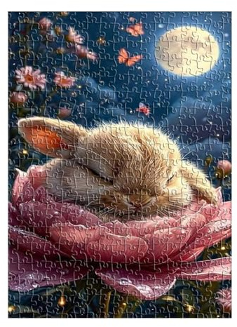 Puzzle 150 Teile, Mond Hase Blume Puzzle Erwachsene, Klassische Puzzles, Anspruchsvoll Impossible Puzzle 35x25 cm für Geschenk und Home Decoration