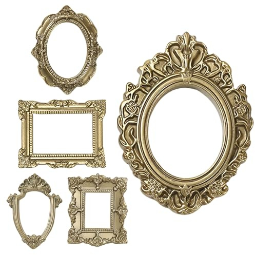 Tuxuseo Vintage Mini Picture Frames - 5 Stück Antike Winzig Kleine Vintage Deko Elemente | Rahmen für die Präsentation von Bildern und Schmuck auf dem Tisch - Für Fotowand Deko Zuhause Tischdekoration