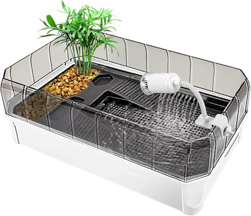 Turtle Habitat Kit - Langlebiges Design mit Plattform und Pflanzen für einfachen Wasserwechsel und Reinigung, ideal für Seereptilien